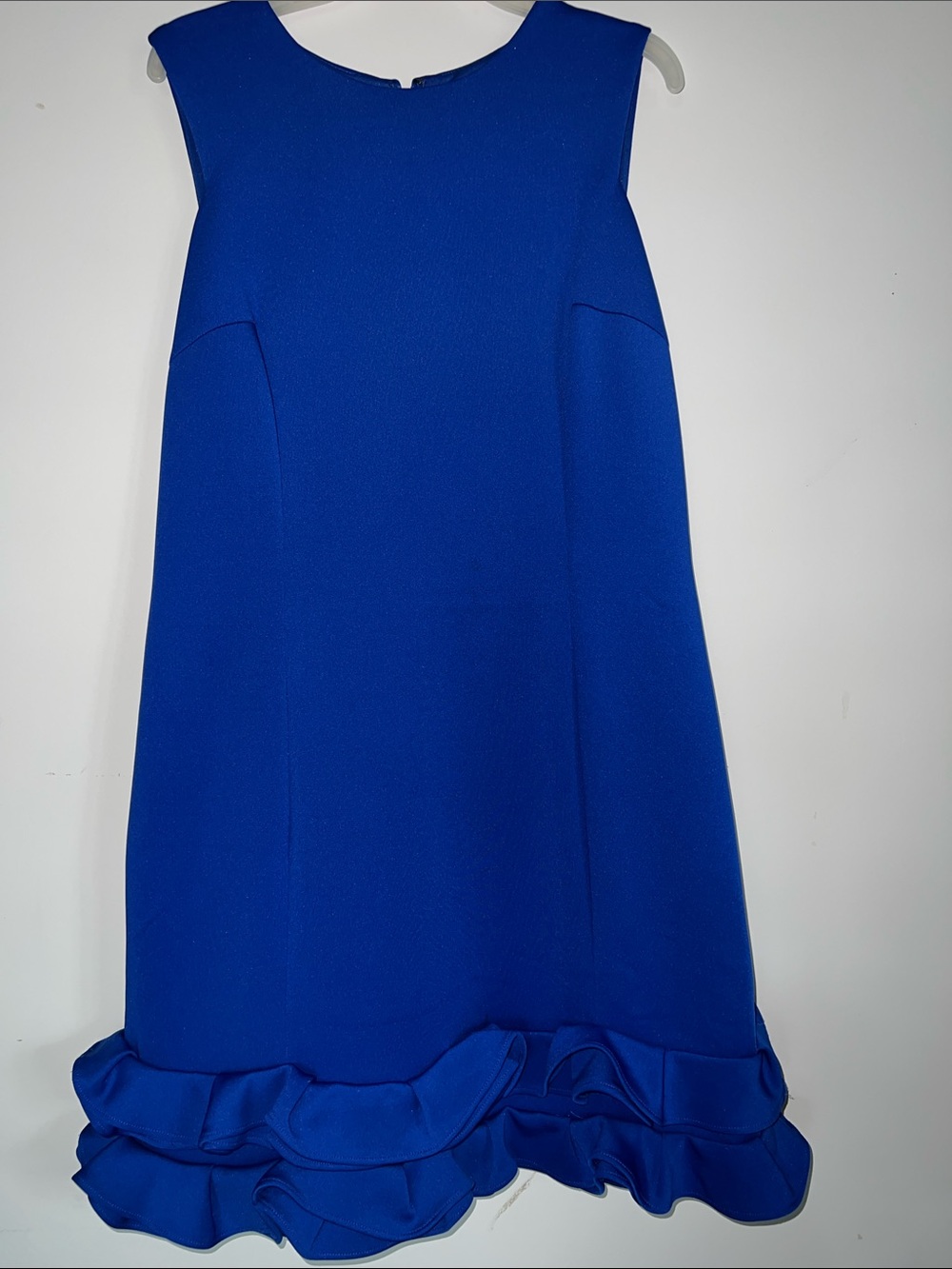 Maia Blue Ruffle-Hem Sleeveless dress lined 16